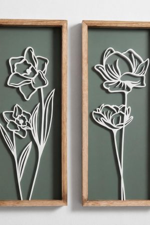 3D Floral Green Framed Wall Art for Home Decor