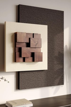 3D Wood Textured Neutral Abstract Wall Art Decor
